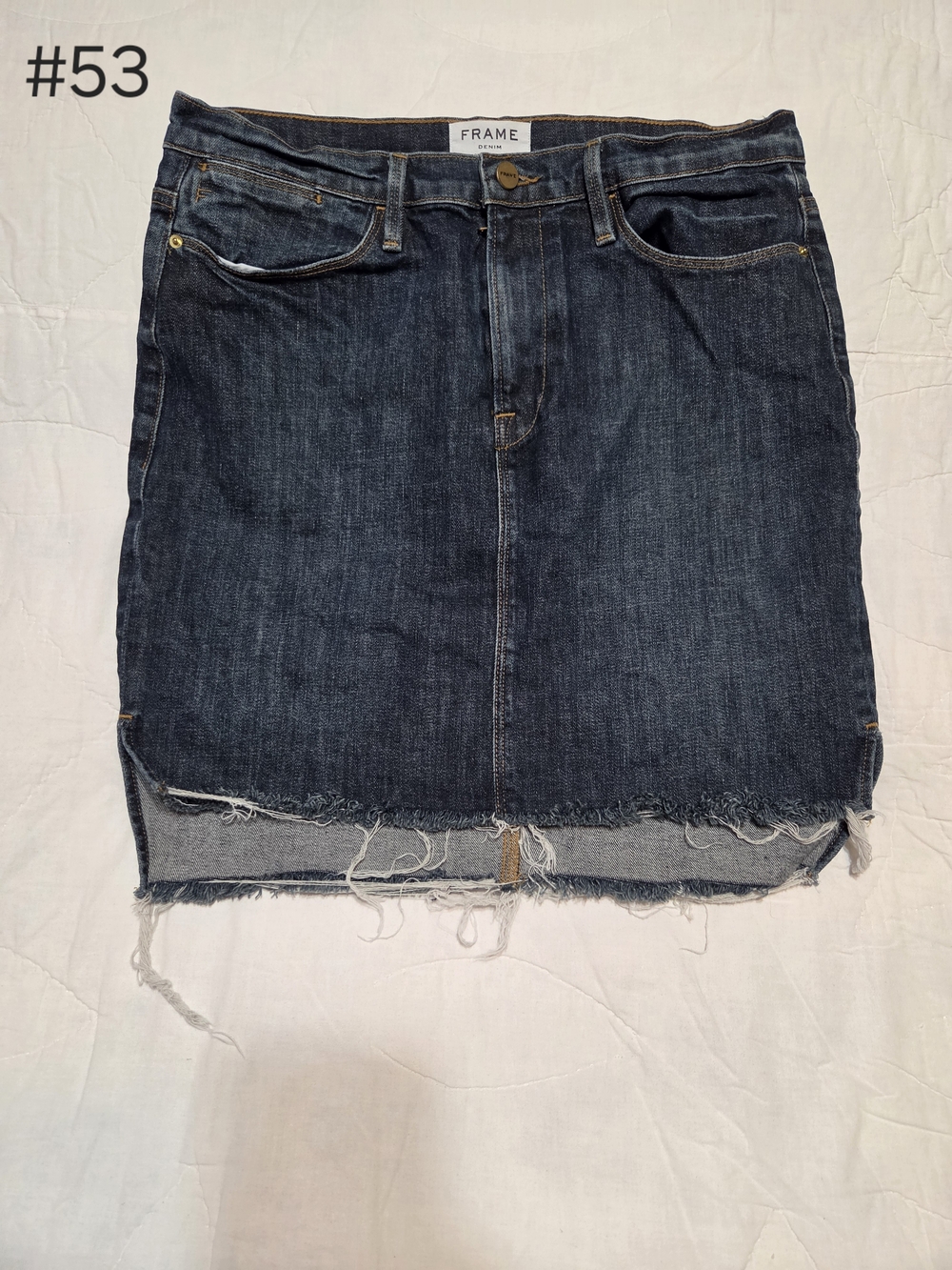 FRAME Denim "Le Staggered" Raw Hem Mini Skirt - Dark Wash